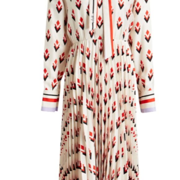 Valentino Garavani Bow Pleated Silk Twill Midi Dress - Picture 2 of 9